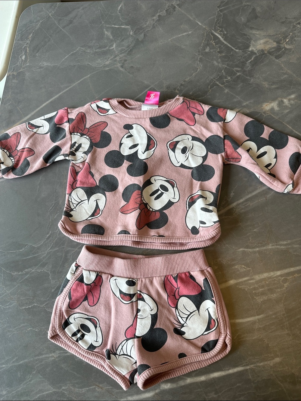 Disney Pink Minnie Mouse Girls Two-Piece Pajama Set